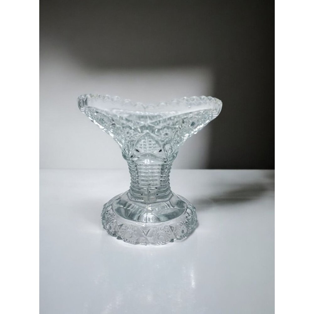 Vintage EAPG McKee Glass Pedestal Footed Vase Candle Holder